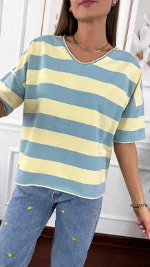 Bawełniany T-shirt Marina w paski