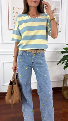 Bawełniany T-shirt Marina w paski