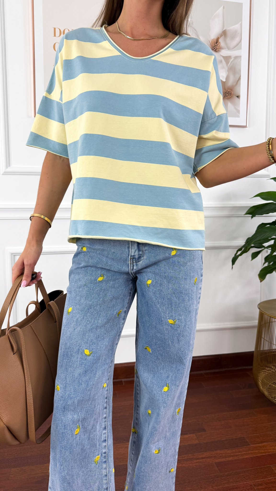 Bawełniany T-shirt Marina w paski