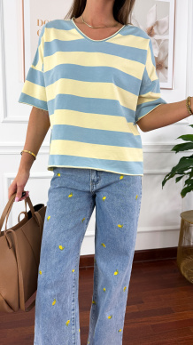 Bawełniany T-shirt Marina w paski