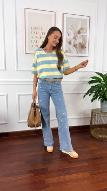 Bawełniany T-shirt Marina w paski