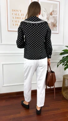 Bawełniana koszula Mandy czarna w kropki