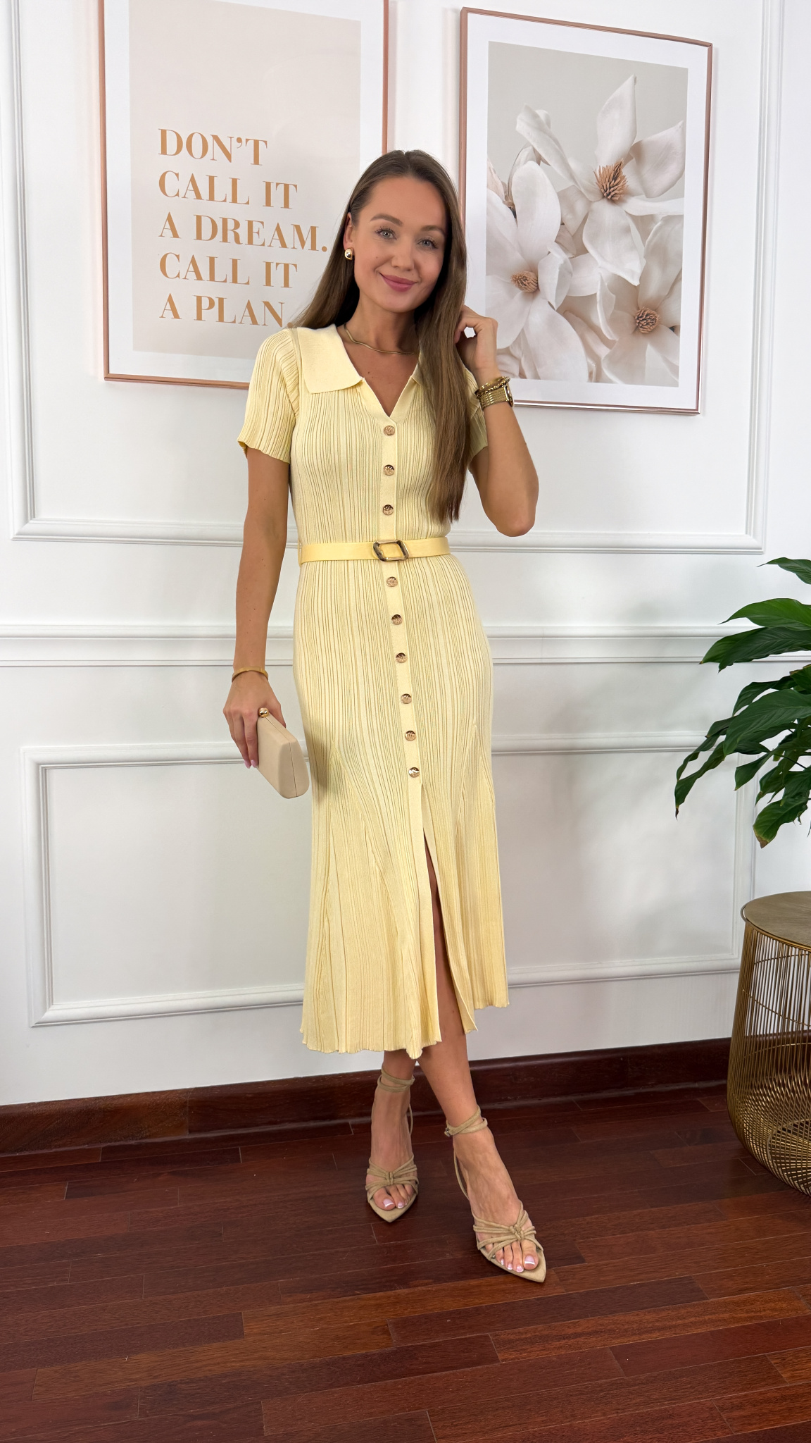 Wiskozowa sukienka Gaby żółta