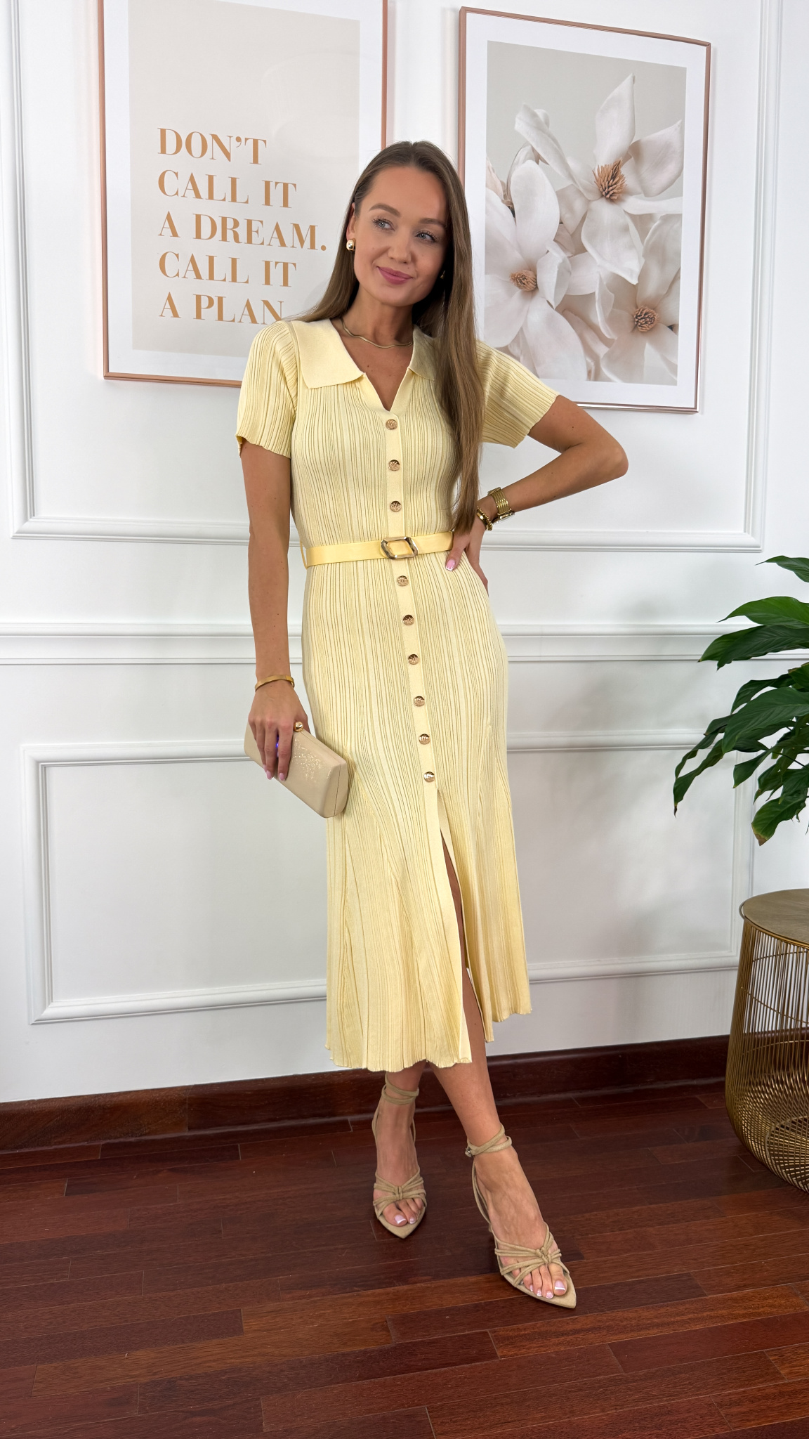 Wiskozowa sukienka Gaby żółta