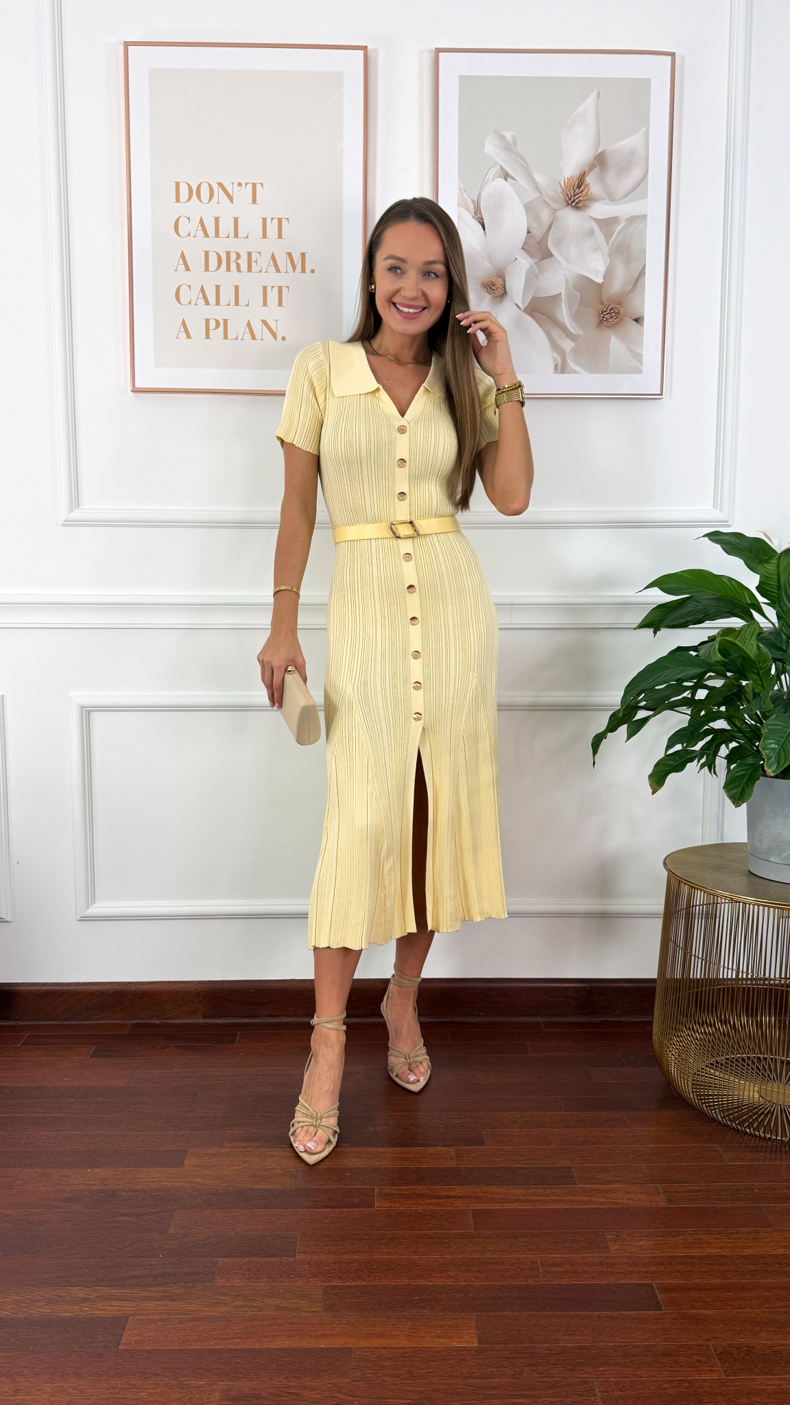 Wiskozowa sukienka Gaby żółta