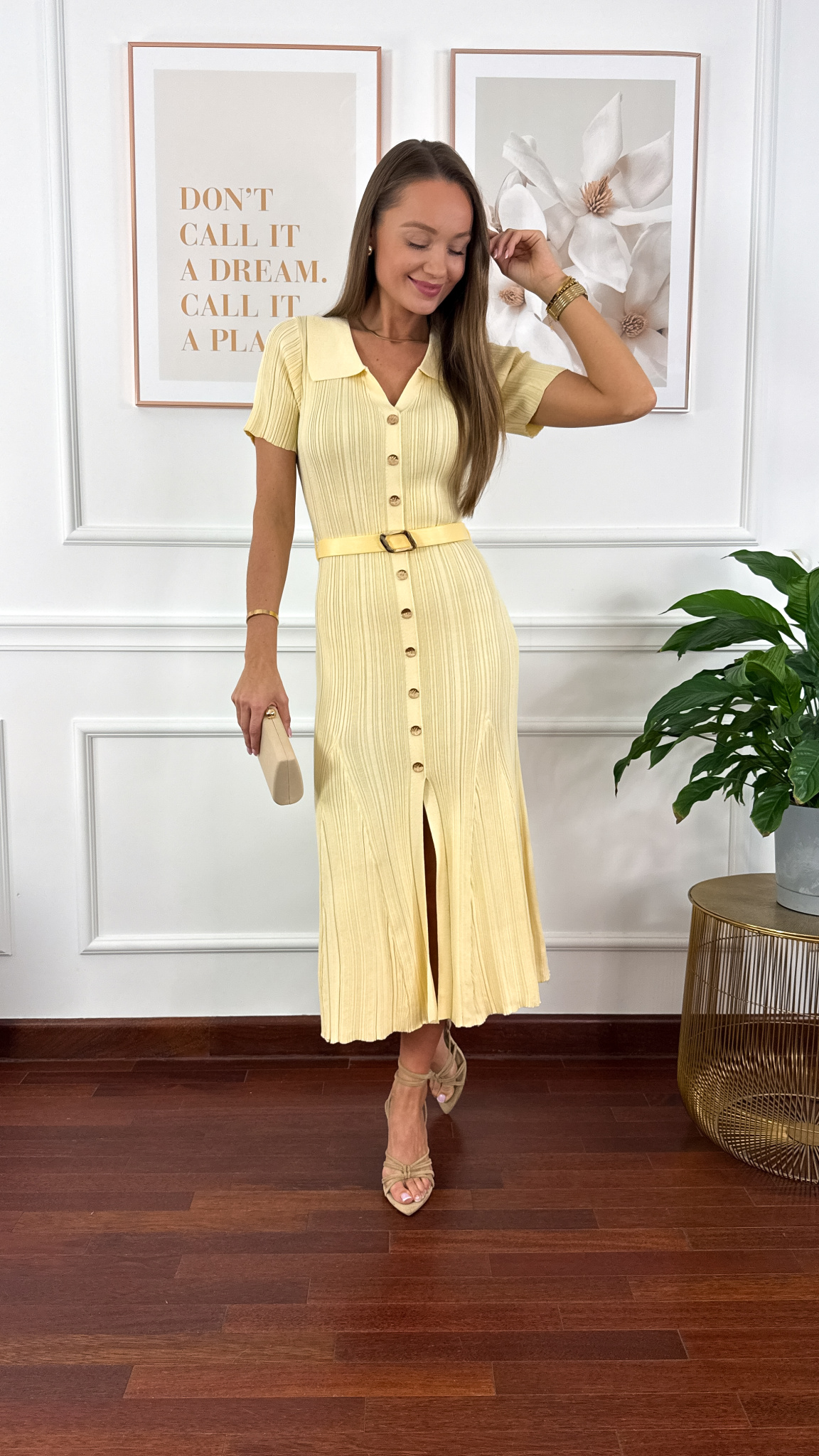 Wiskozowa sukienka Gaby żółta