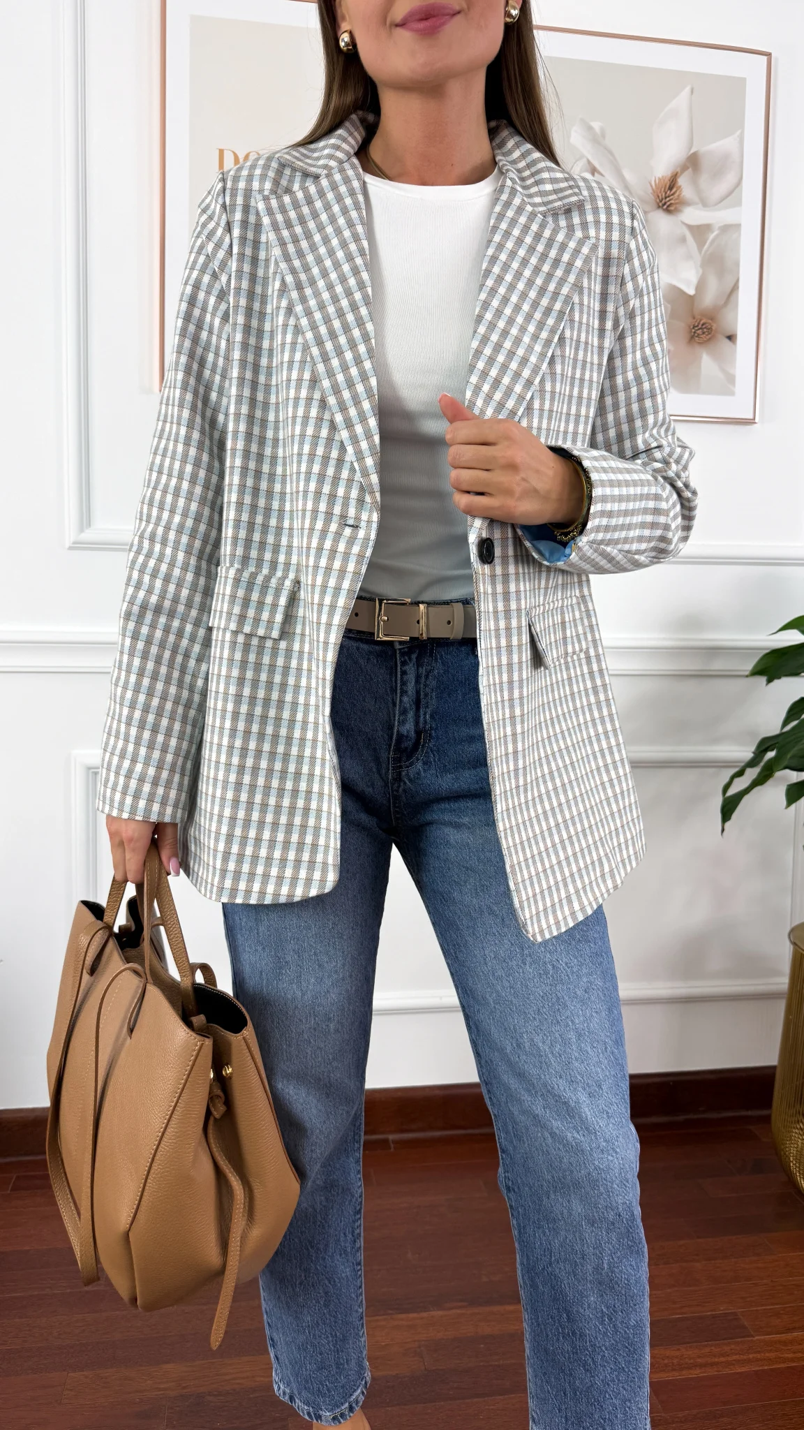 Bawełniana Marynarka Cosima w kratkę