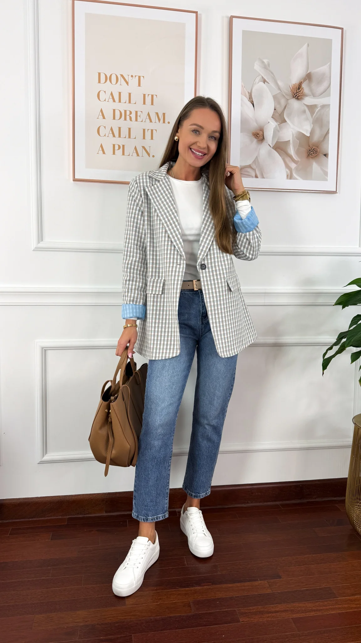 Bawełniana Marynarka Cosima w kratkę