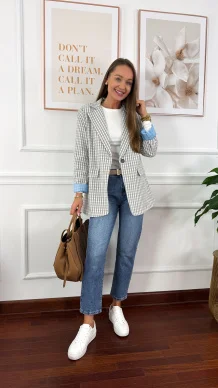 Bawełniana Marynarka Cosima w kratkę