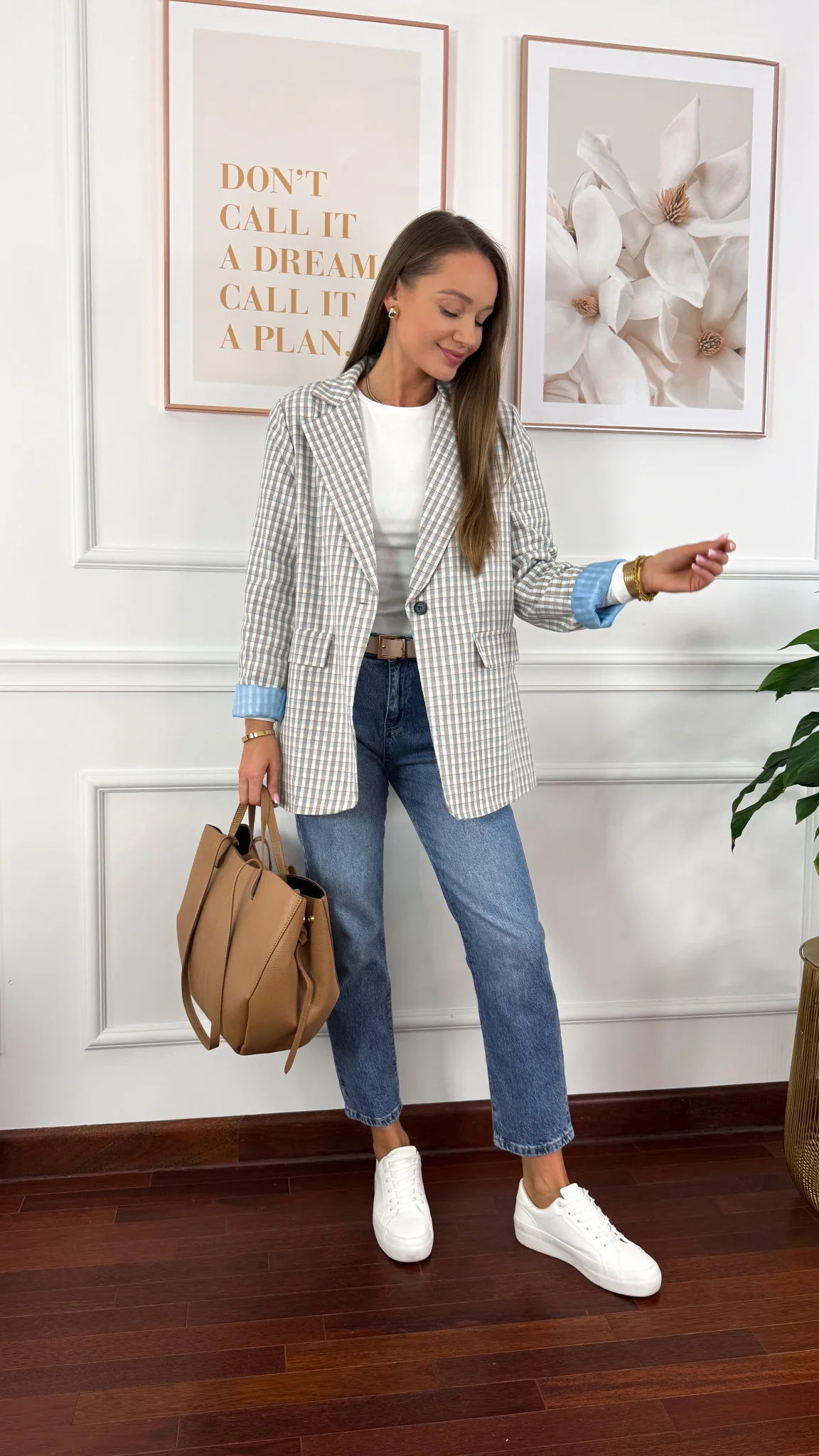 Bawełniana Marynarka Cosima w kratkę