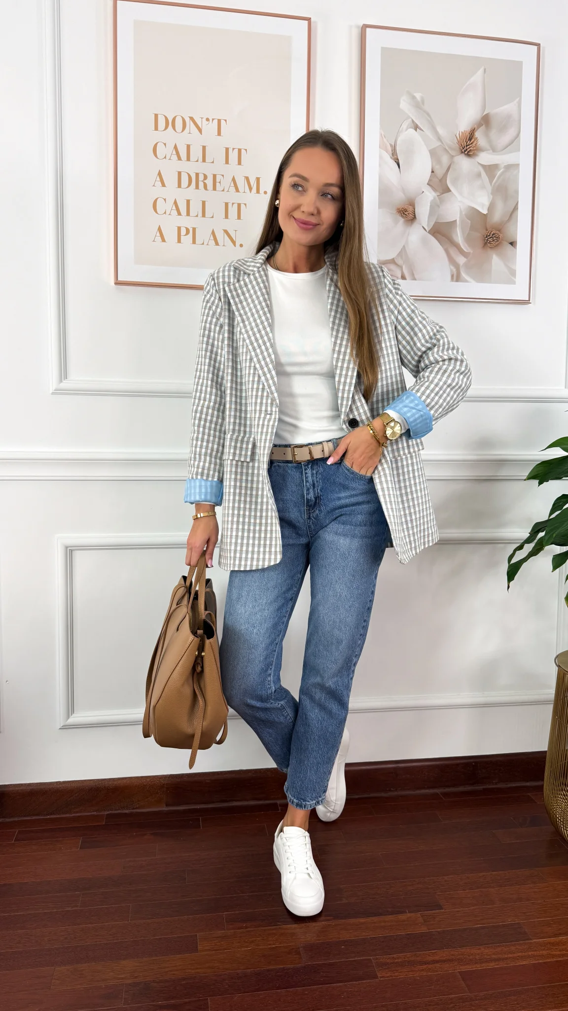 Bawełniana Marynarka Cosima w kratkę