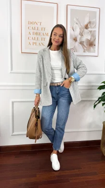 Bawełniana Marynarka Cosima w kratkę