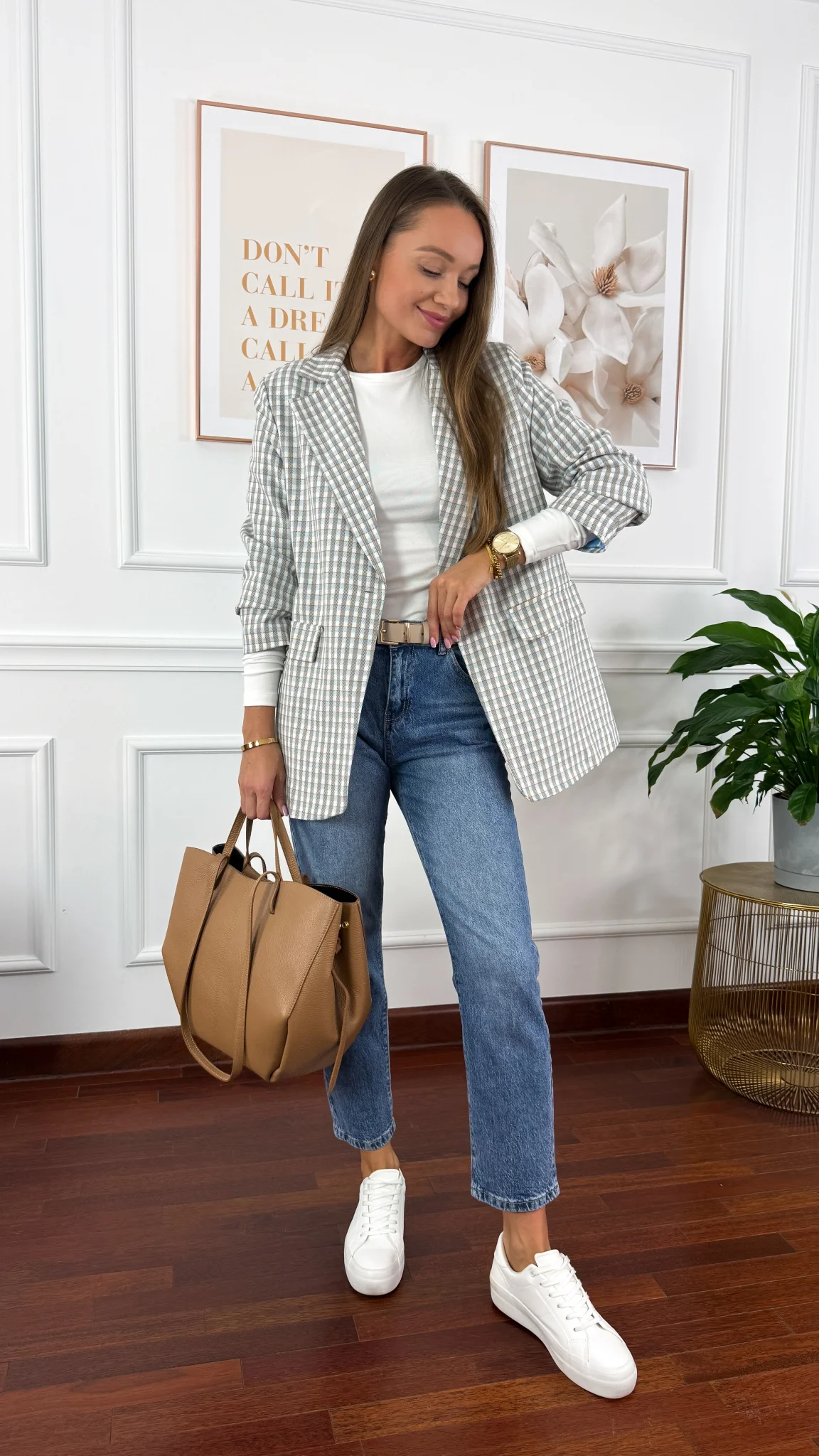 Bawełniana Marynarka Cosima w kratkę