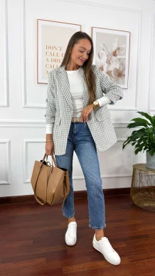 Bawełniana Marynarka Cosima w kratkę