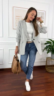 Bawełniana Marynarka Cosima w kratkę