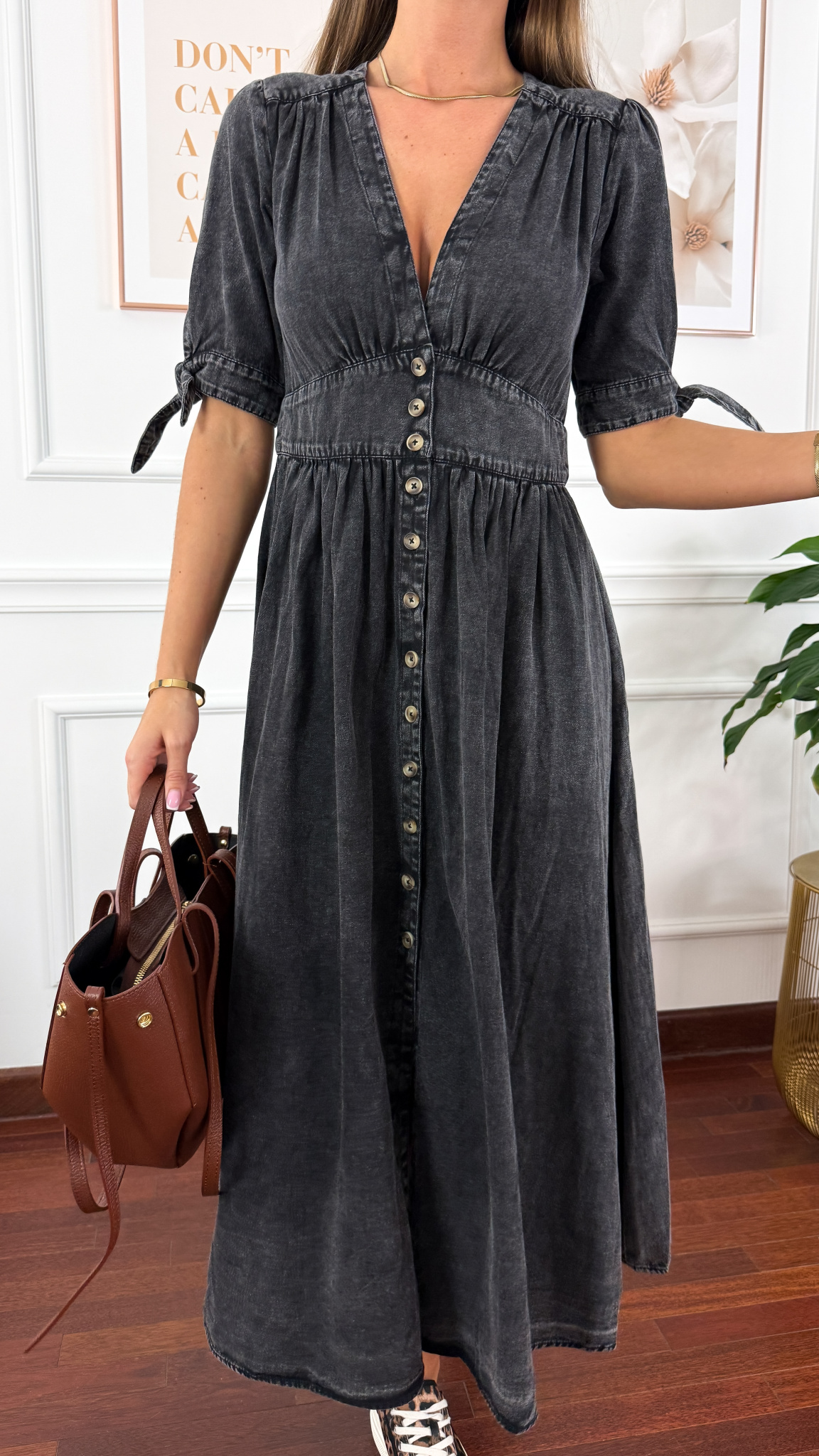 Denimowa szmizjerka maxi Lucy czarna