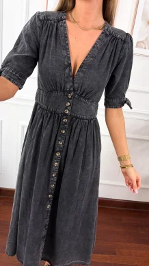 Denimowa szmizjerka maxi Lucy czarna