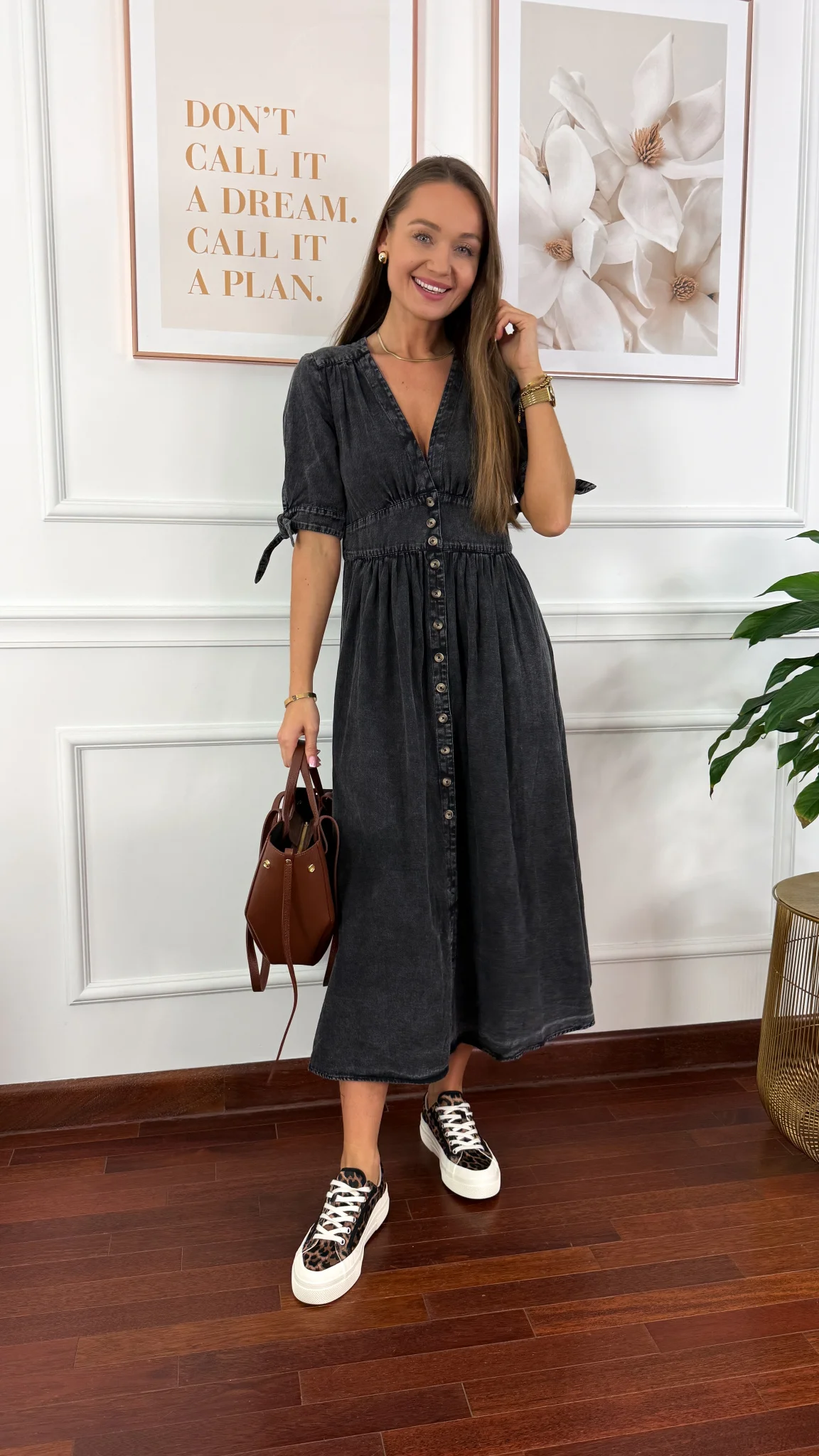 Denimowa szmizjerka maxi Lucy czarna