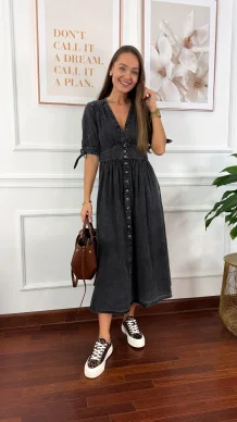 Denimowa szmizjerka maxi Lucy czarna