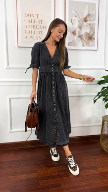 Denimowa szmizjerka maxi Lucy czarna