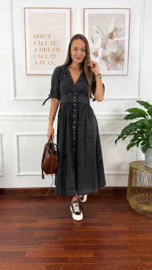 Denimowa szmizjerka maxi Lucy czarna