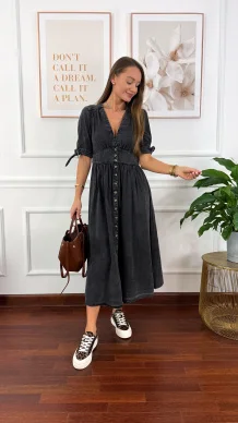 Denimowa szmizjerka maxi Lucy czarna