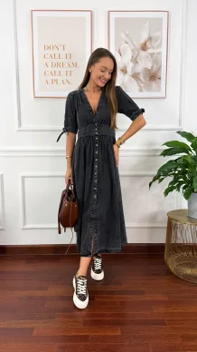 Denimowa szmizjerka maxi Lucy czarna