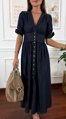 Denimowa szmizjerka maxi Lucy ciemny denim