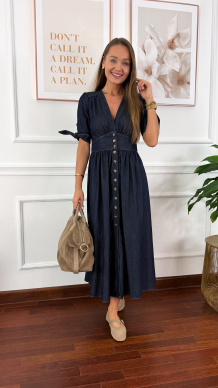 Denimowa szmizjerka maxi Lucy ciemny denim