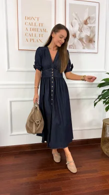 Denimowa szmizjerka maxi Lucy ciemny denim