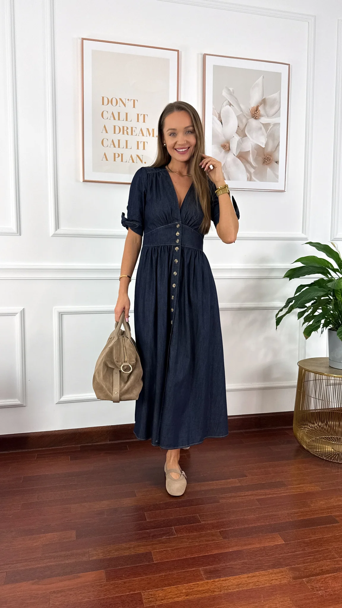 Denimowa szmizjerka maxi Lucy ciemny denim