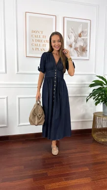 Denimowa szmizjerka maxi Lucy ciemny denim