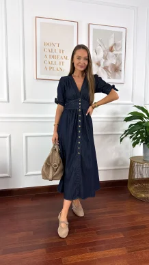 Denimowa szmizjerka maxi Lucy ciemny denim
