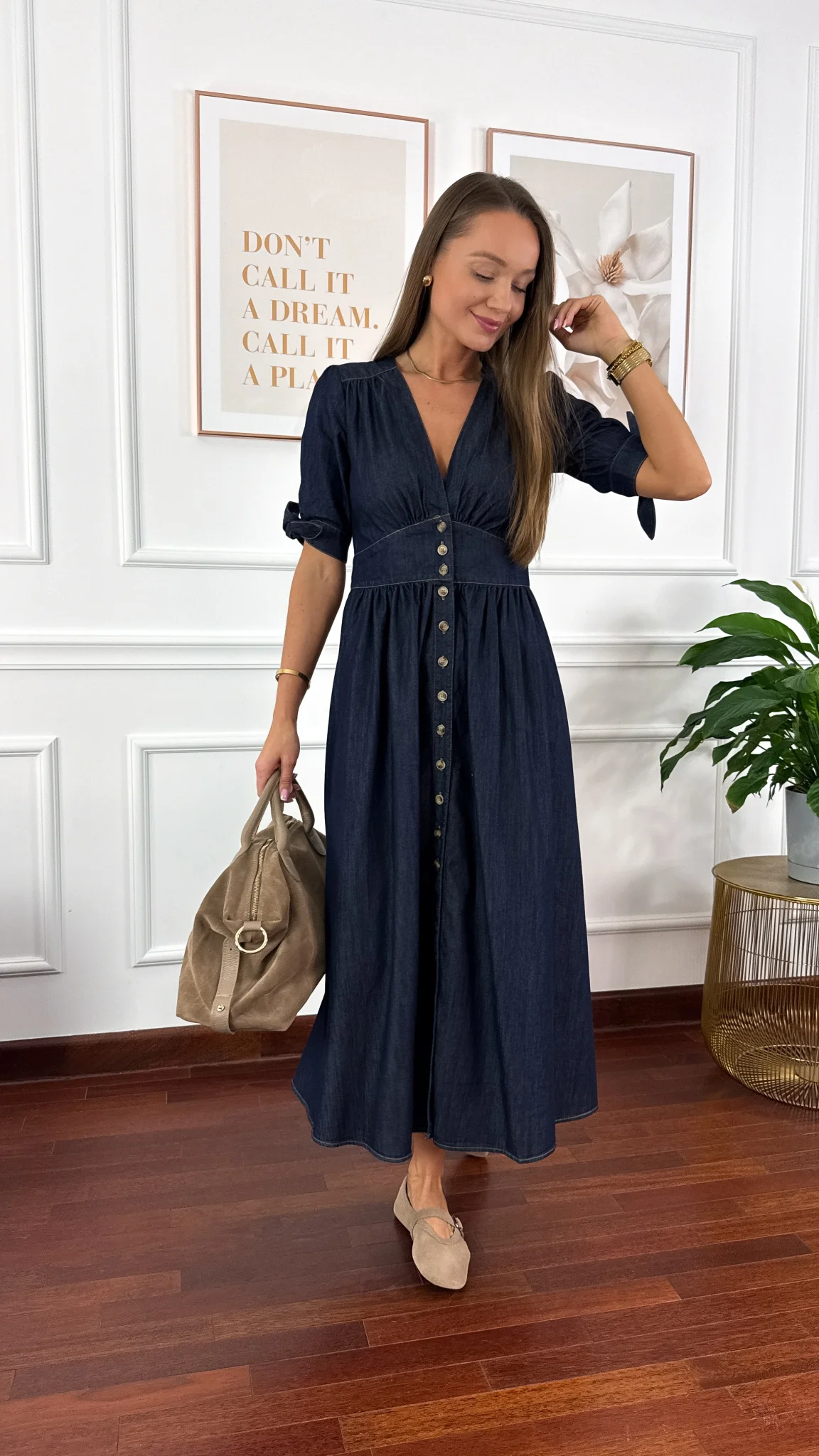 Denimowa szmizjerka maxi Lucy ciemny denim