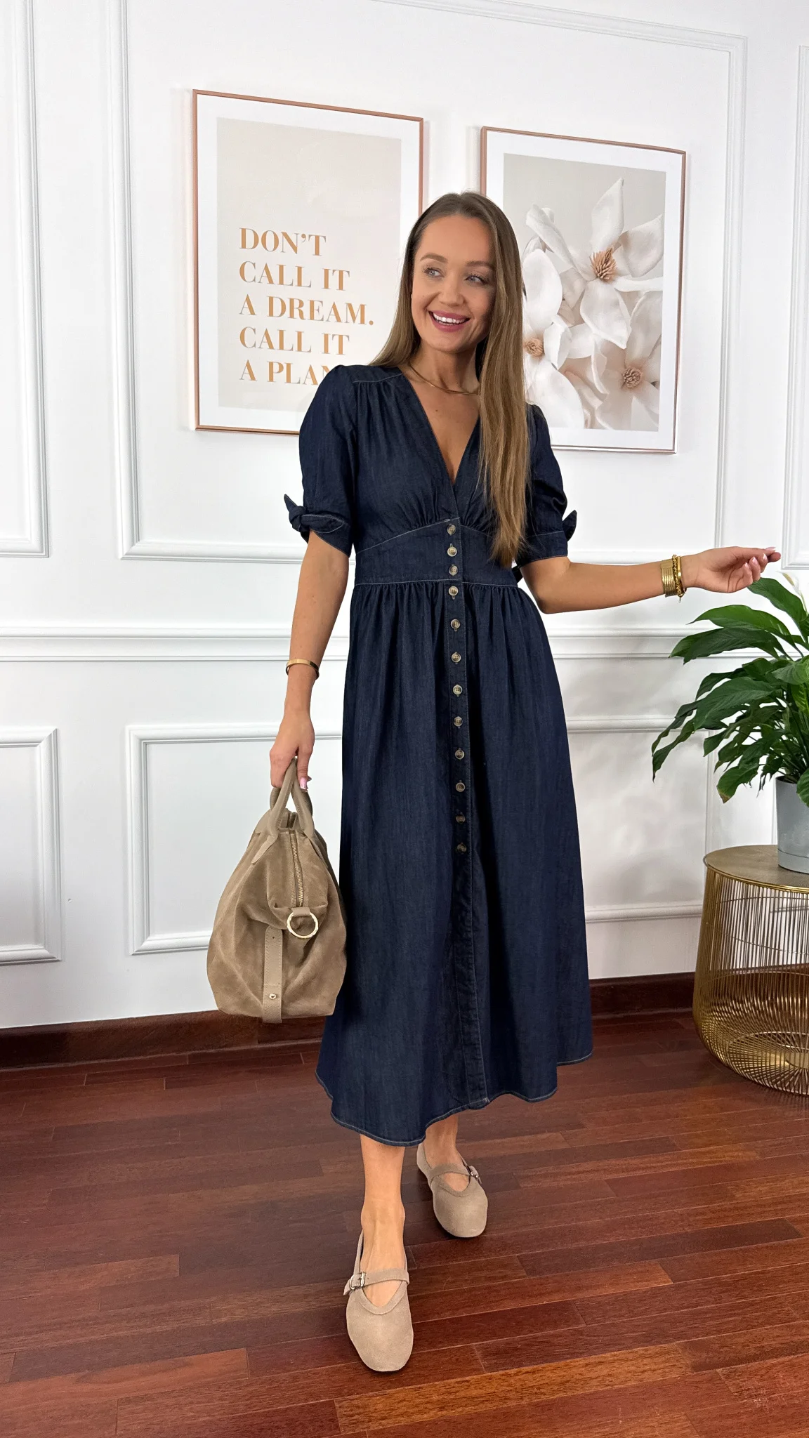 Denimowa szmizjerka maxi Lucy ciemny denim