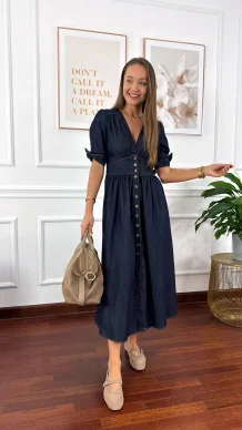 Denimowa szmizjerka maxi Lucy ciemny denim