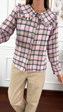 Koszula w kratę Azela w kratę różowa