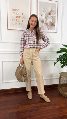 Koszula w kratę Azela w kratę różowa