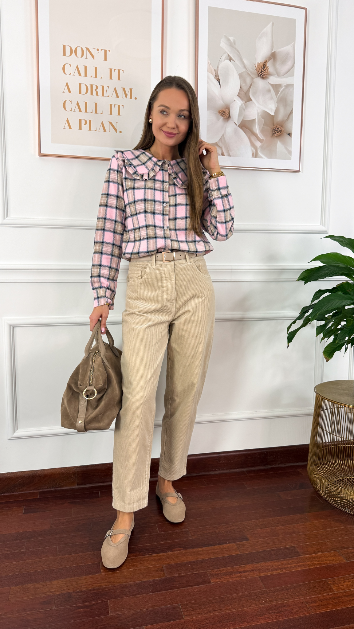 Koszula w kratę Azela w kratę różowa