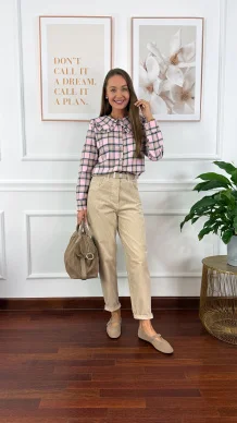 Koszula w kratę Azela w kratę różowa