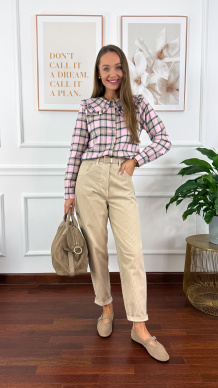 Koszula w kratę Azela w kratę różowa