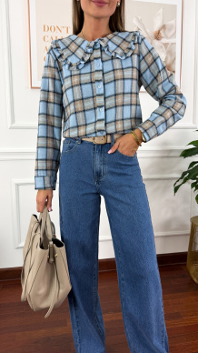 Koszula w kratę Azela w kratę niebieska