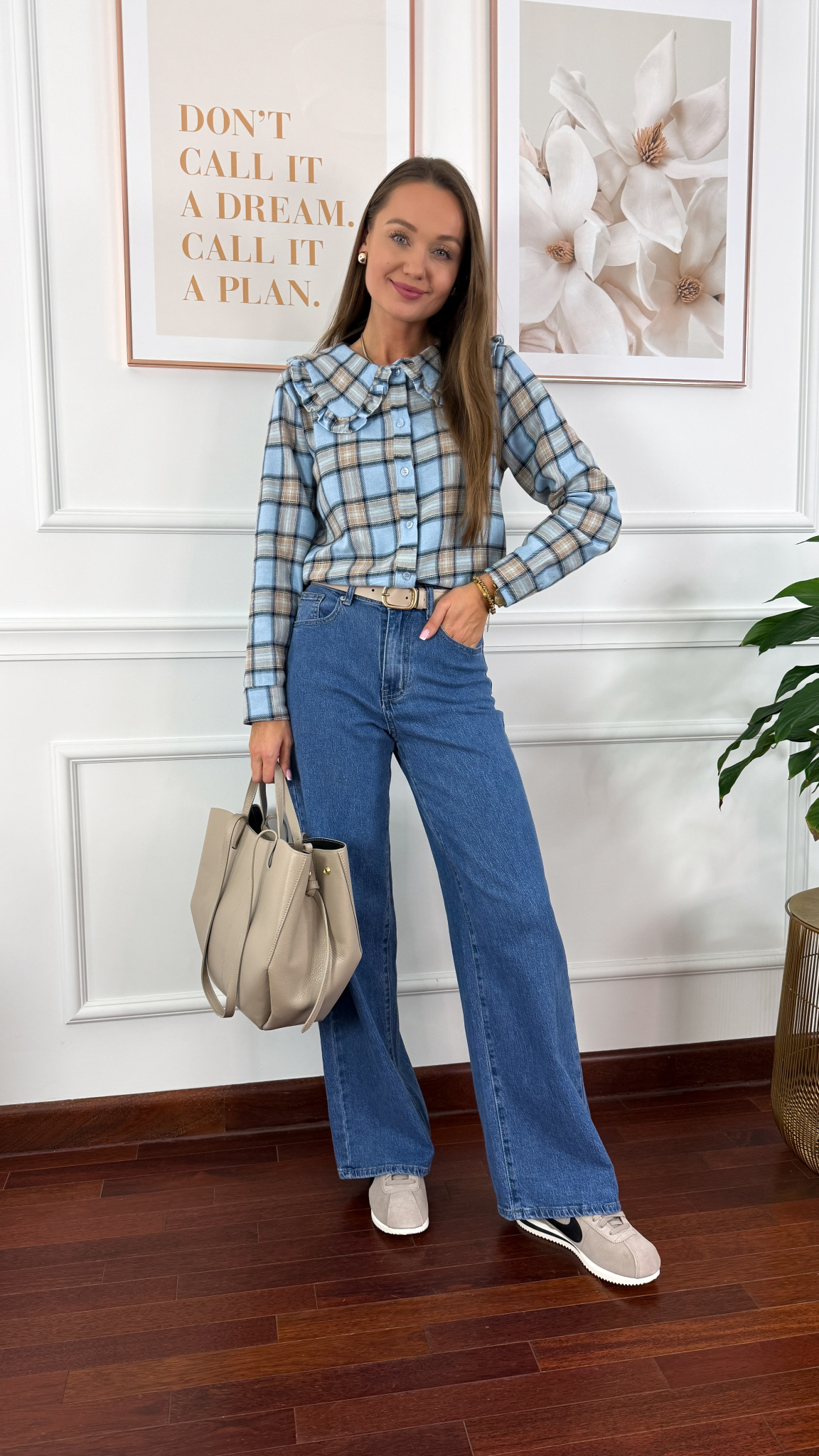 Koszula w kratę Azela w kratę niebieska