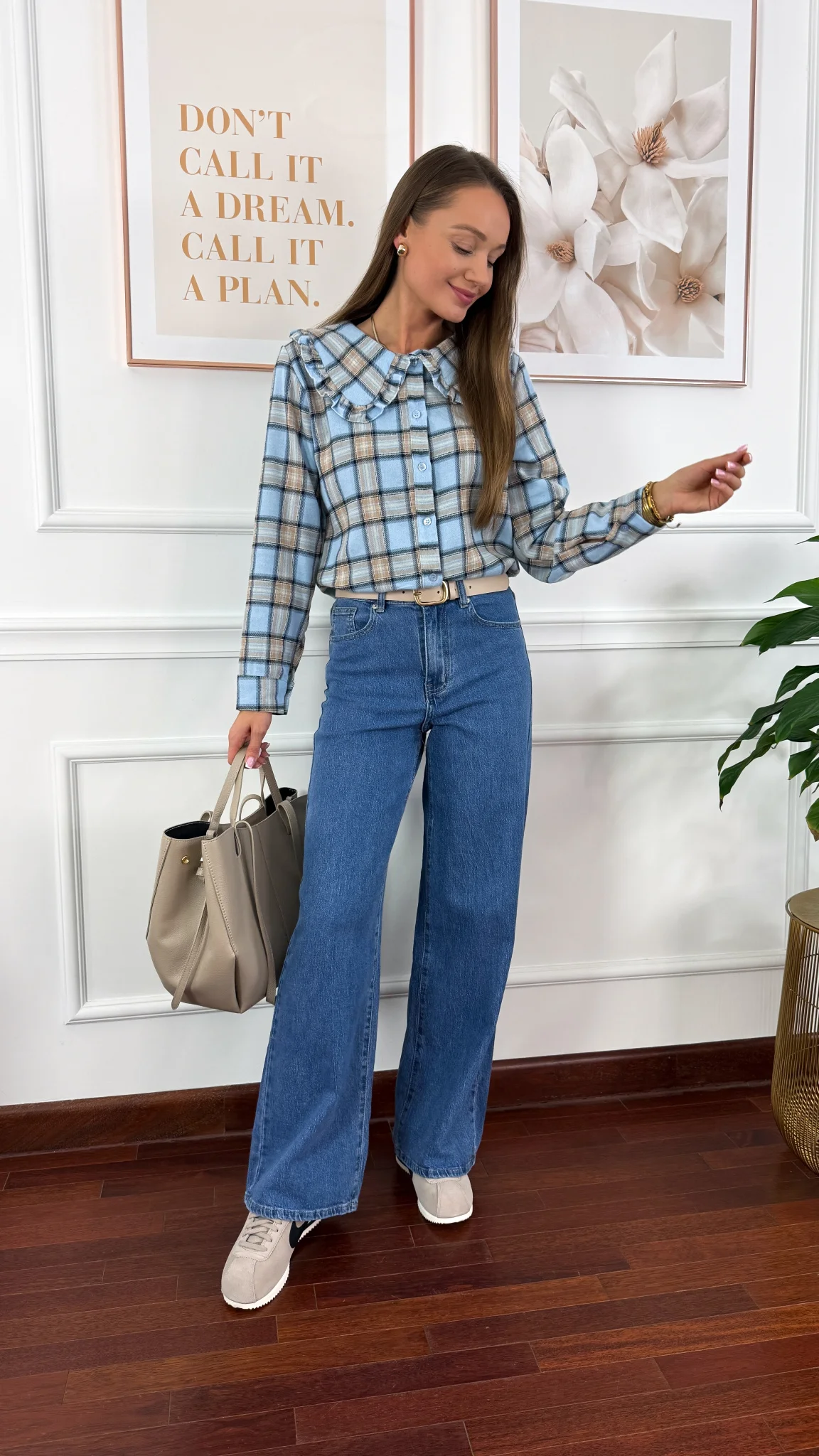 Koszula w kratę Azela w kratę niebieska