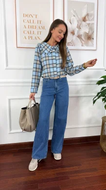 Koszula w kratę Azela w kratę niebieska