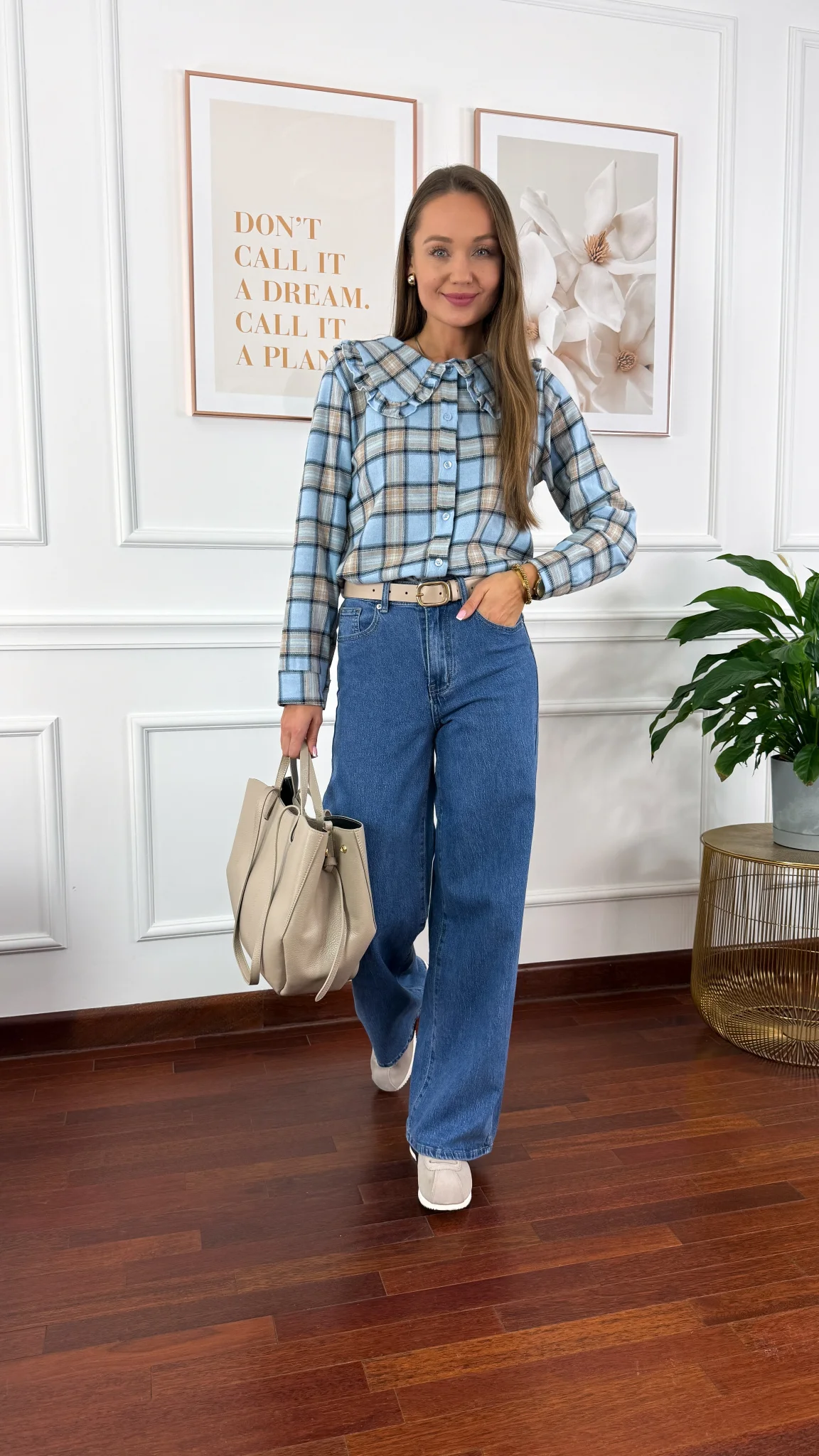 Koszula w kratę Azela w kratę niebieska