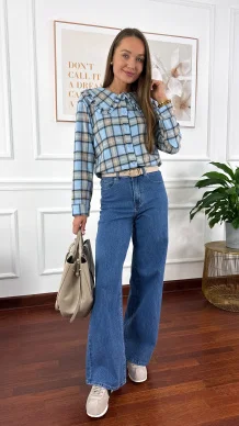 Koszula w kratę Azela w kratę niebieska