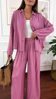 Wiskozowy komplet Ressa jagodowy