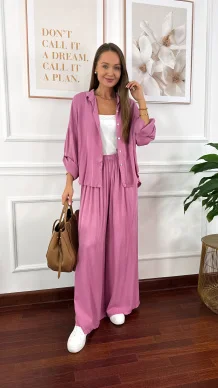 Wiskozowy komplet Ressa jagodowy