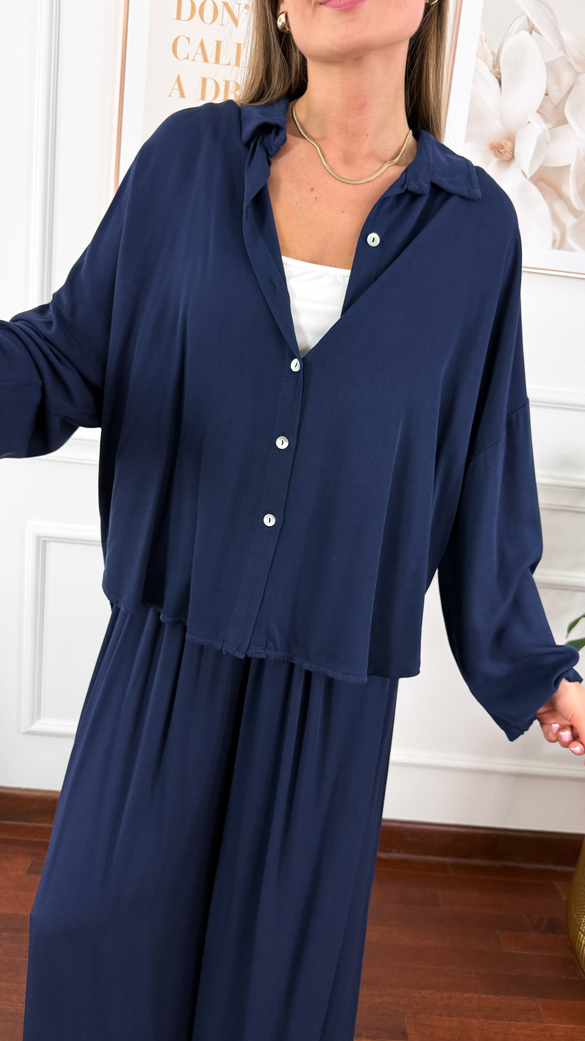 Wiskozowy komplet Ressa granatowy